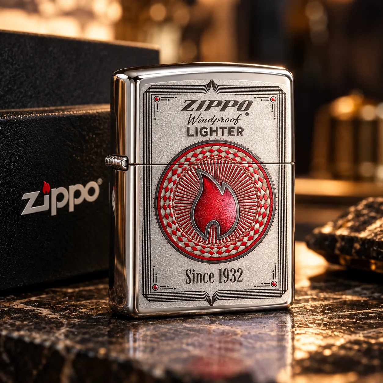 Zippo Windproof Lighter – Since 1932 Red Flame Design