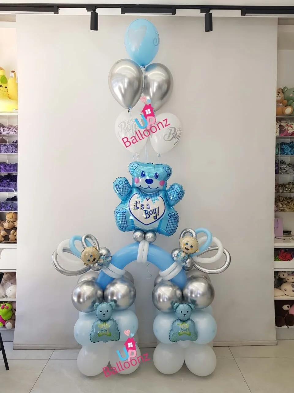 Baby Boy Teddy Balloon Setup