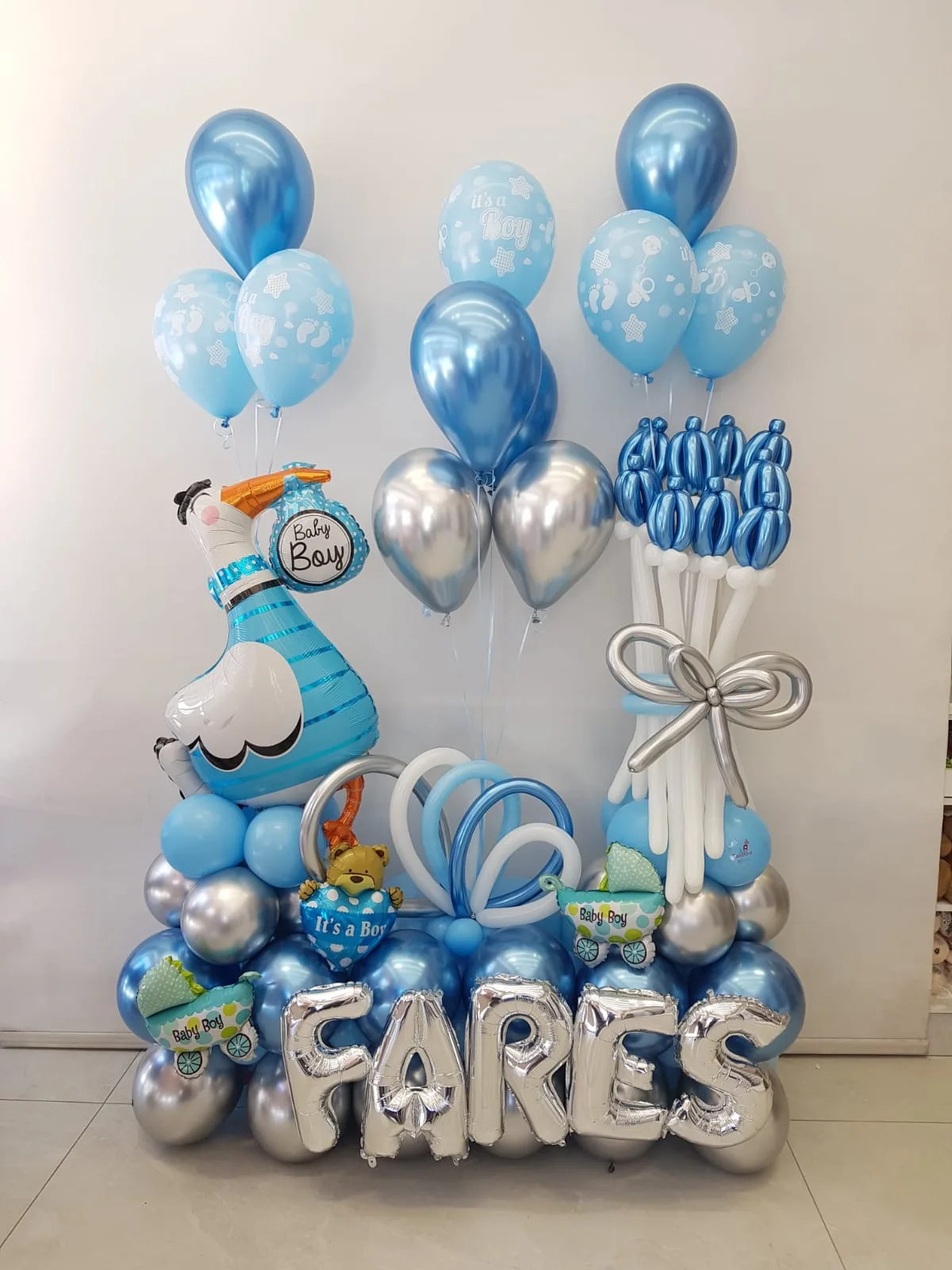 Personalized Baby Boy Balloon Arrangement