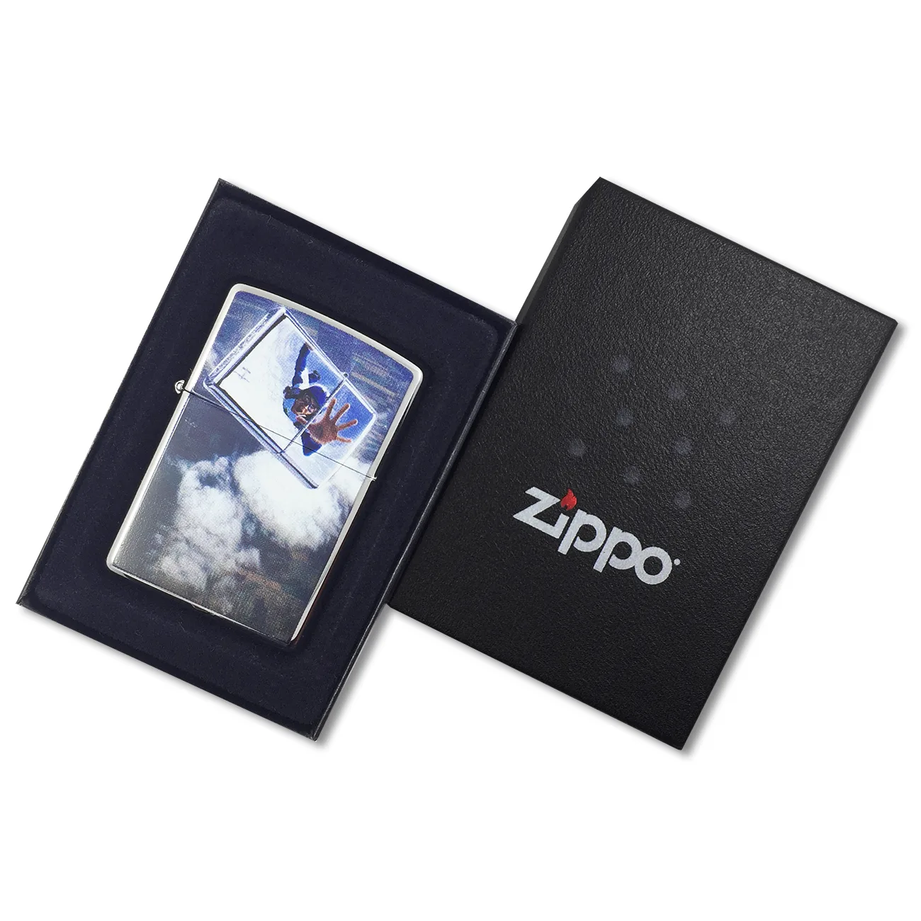 Zippo Blue Skiing Design Chrome Windproof Lighter – Made in USA