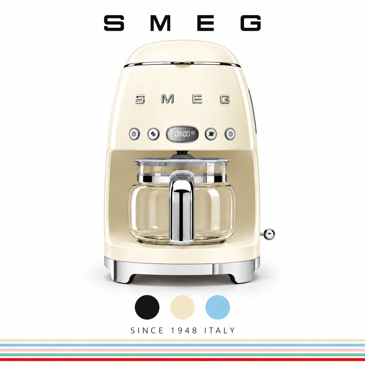 SMEG 50’s Style Drip Coffee Machine – 10 Cups, Programmable, 1.4L