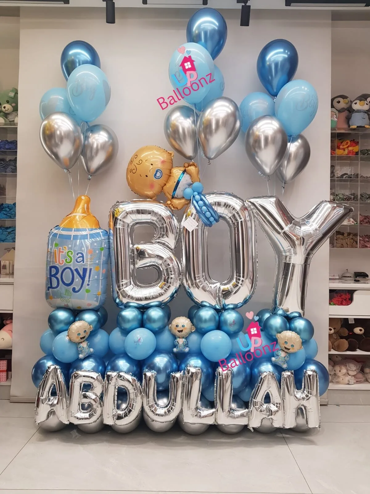 Personalized Baby Boy Balloon Arrangement