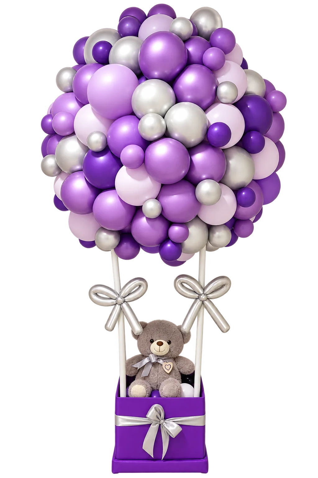 Purple Teddy Hot Air Balloon Arrangement