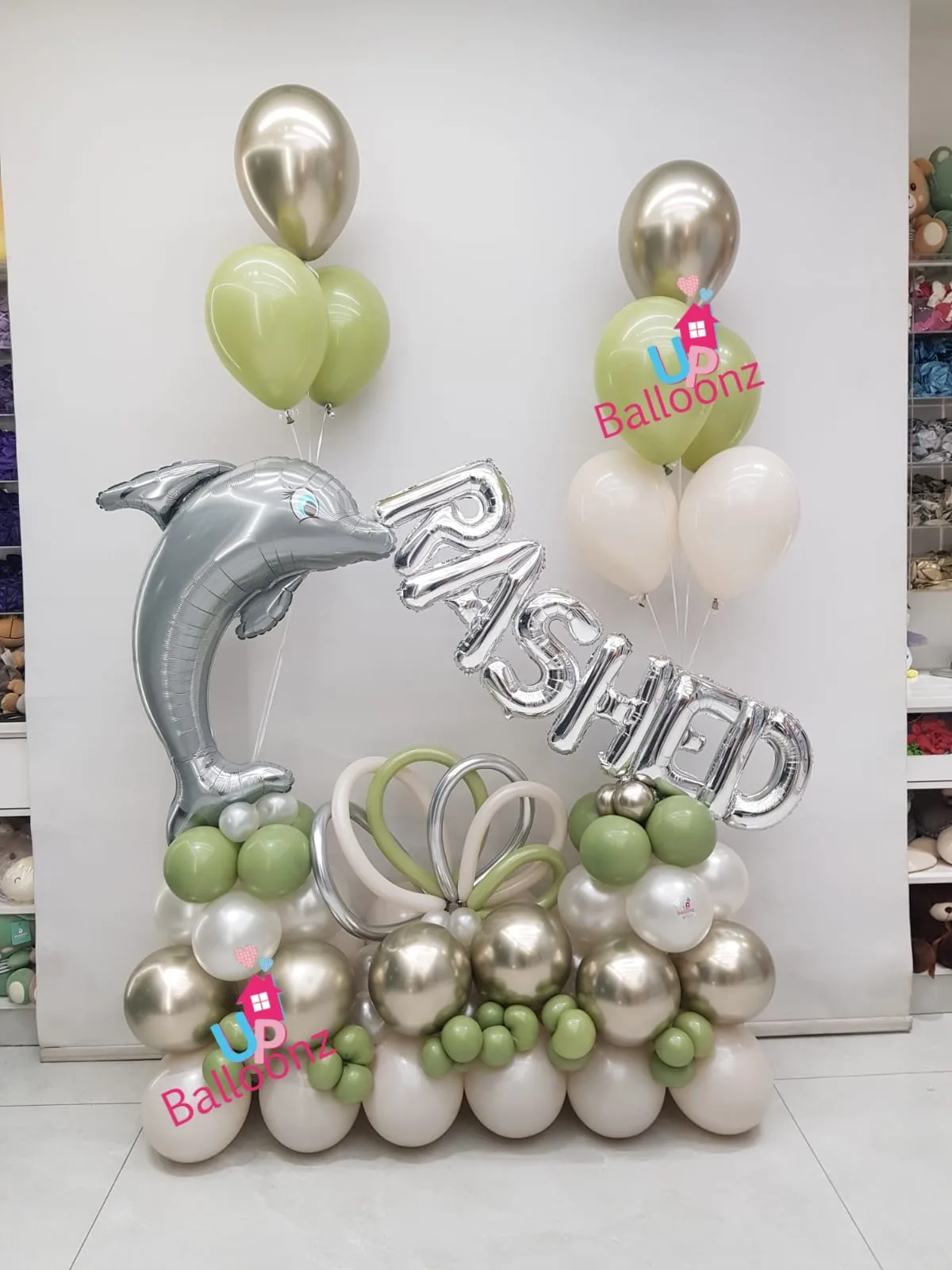 Personalized Dolphin Balloon Celebration Setup