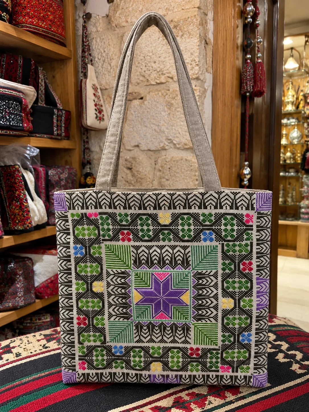 Hand-Embroidered Jordanian Tote Bag – Traditional Heritage Design