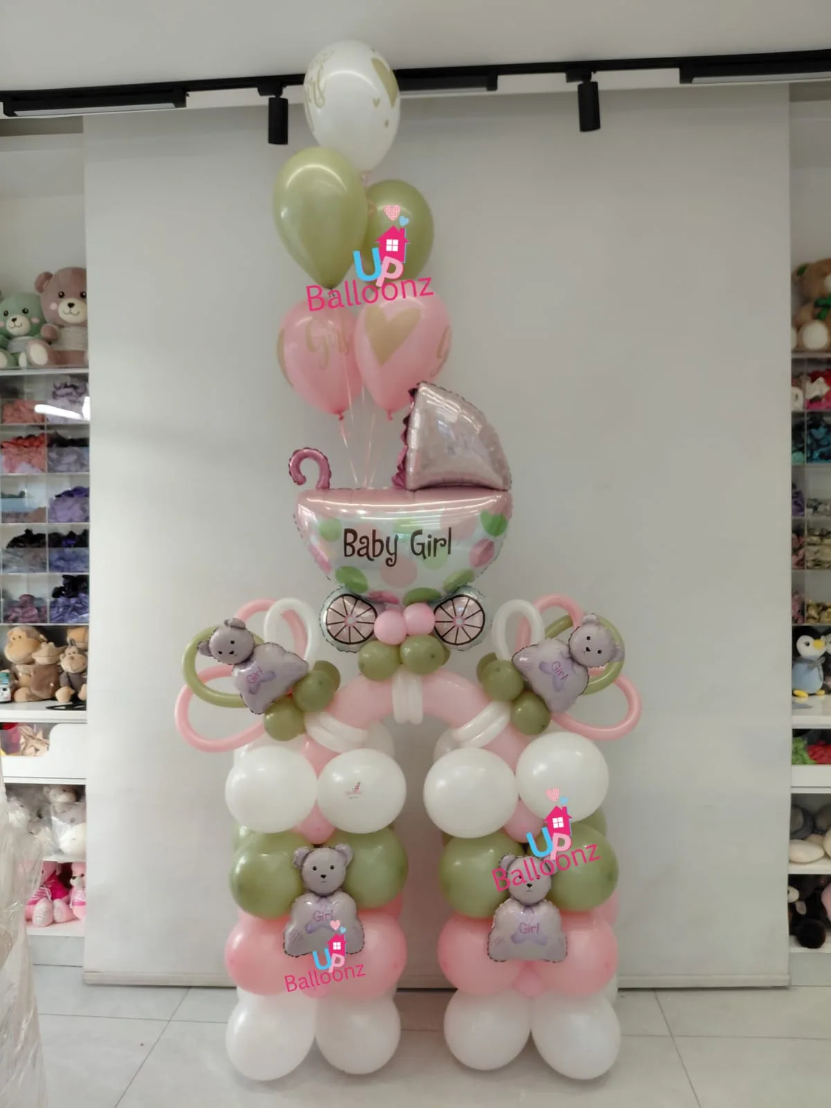 Baby Girl Stroller Balloon Setup