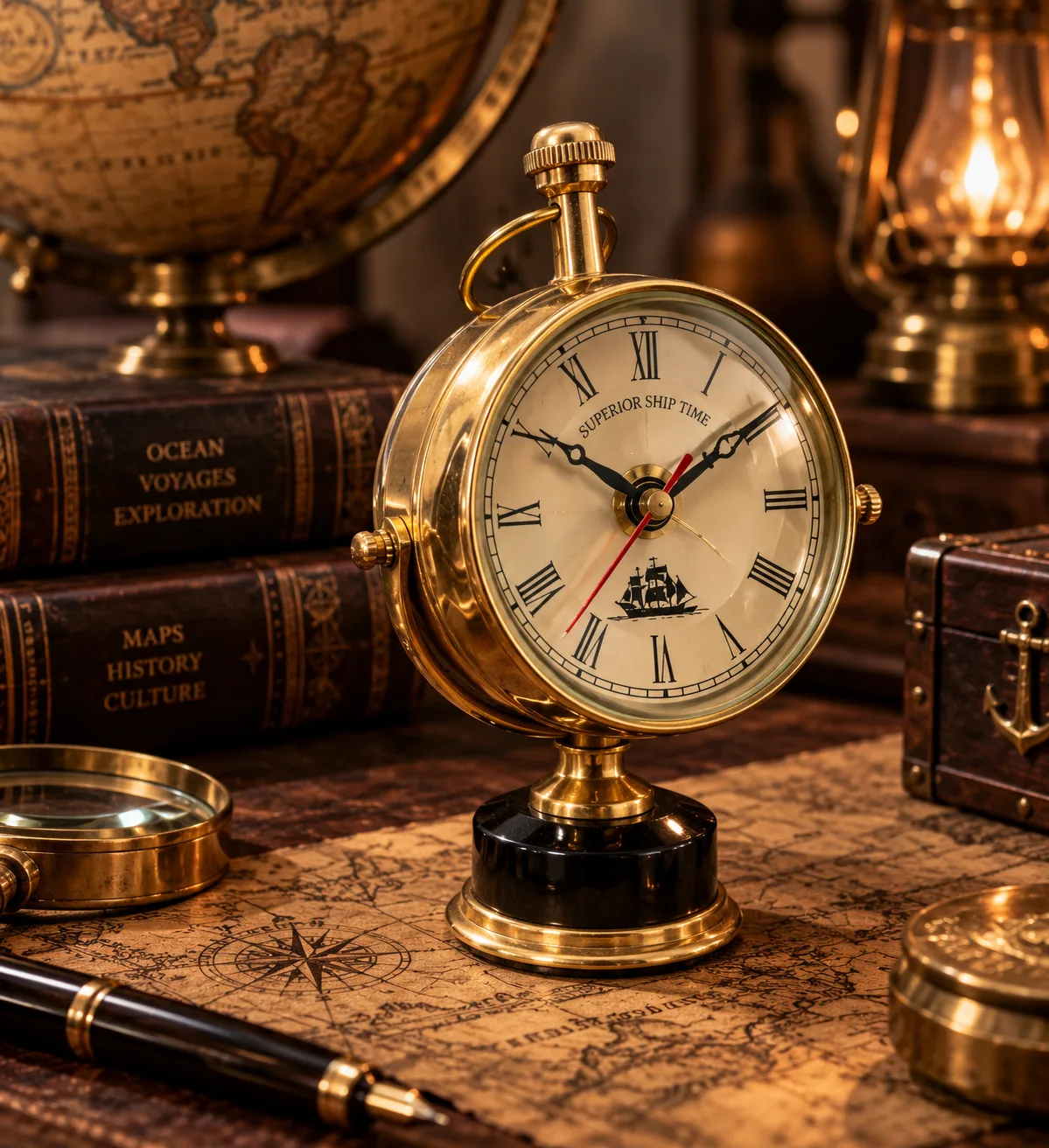 Solid Brass Vintage Desk Clock