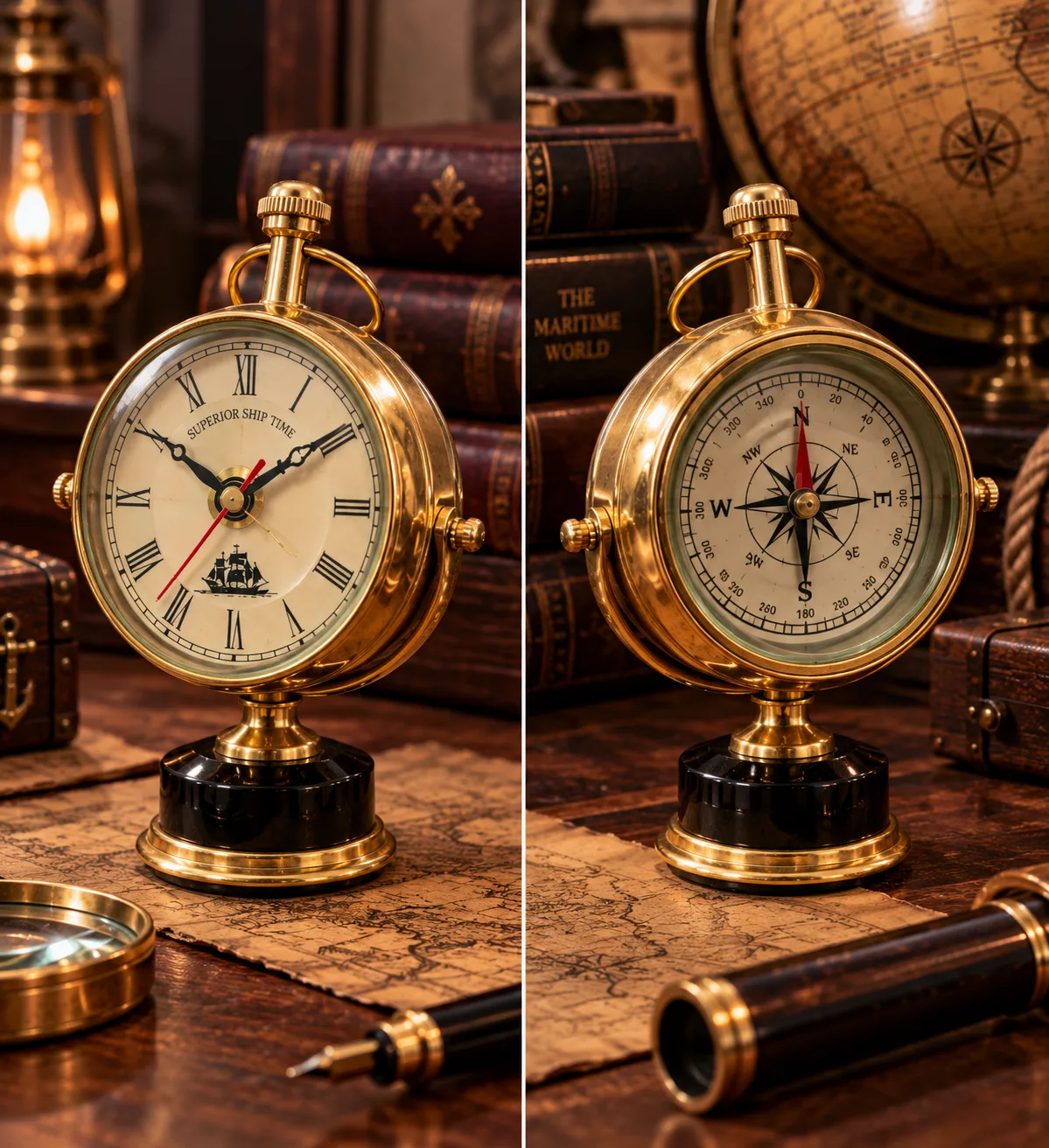 Solid Brass Vintage Desk Clock