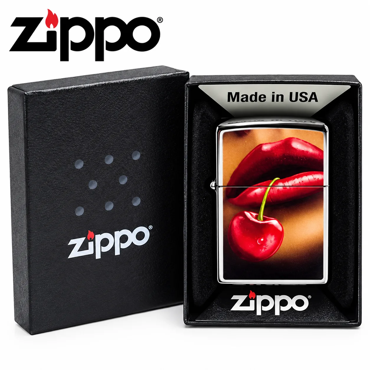 Zippo Cherry Design Lighter – Made in USA