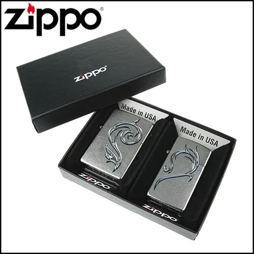 Genuine Zippo Set of 2 Lighters – Silver Engraved Design – Made in USA