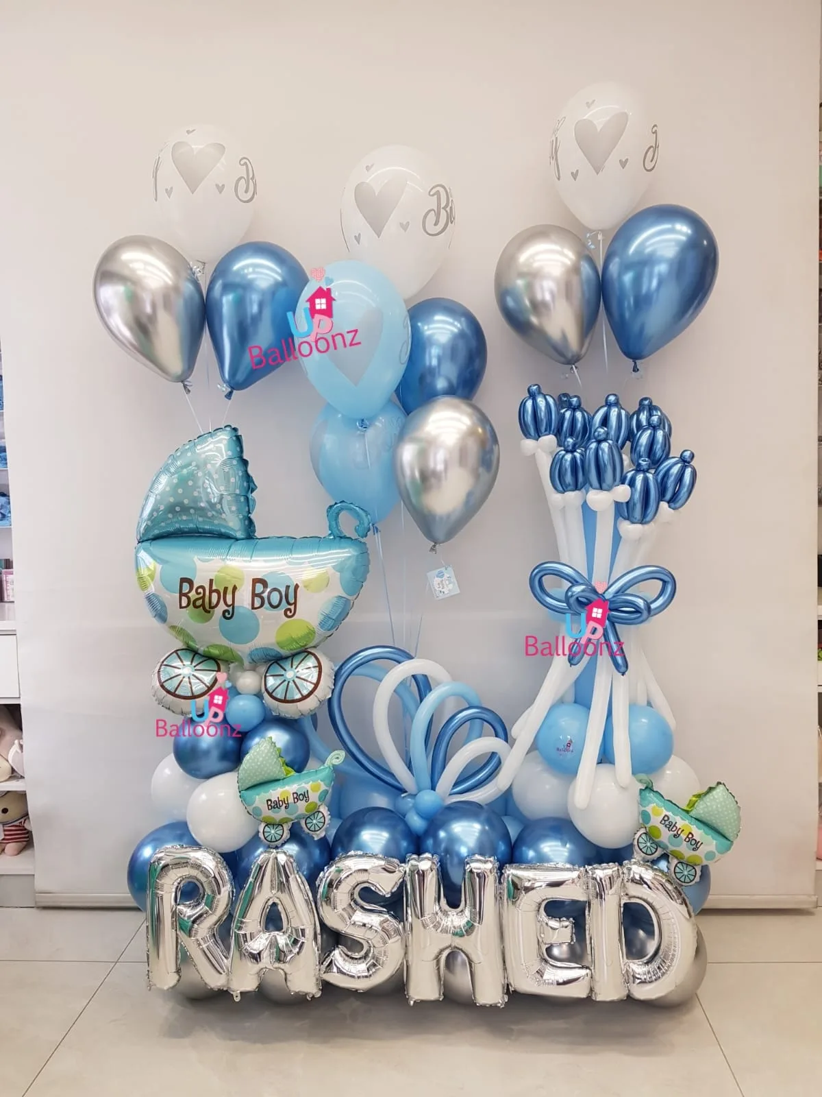Personalized Baby Boy Balloon Arrangement