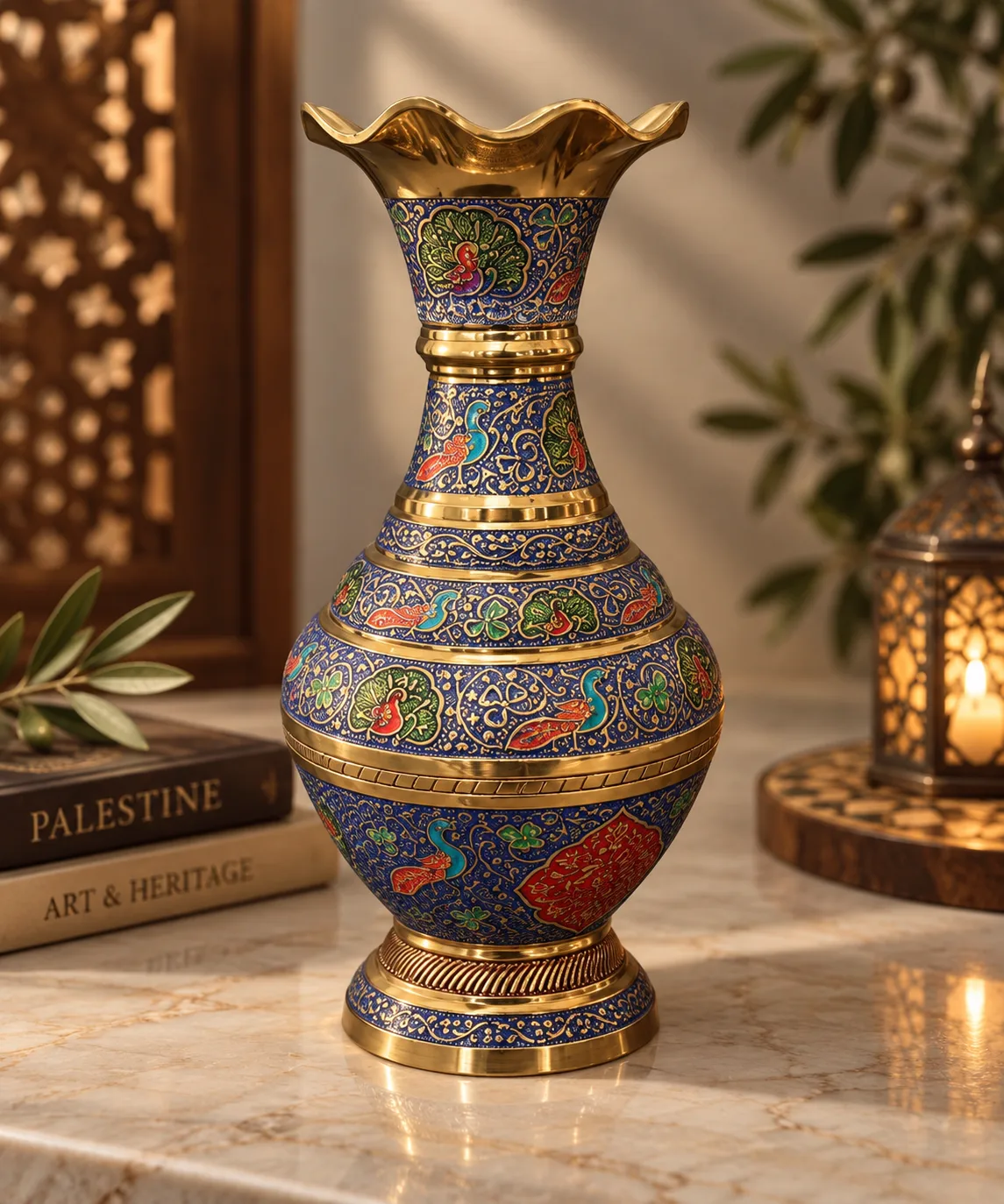 Thick Brass Vase Enamel Colors High Quality