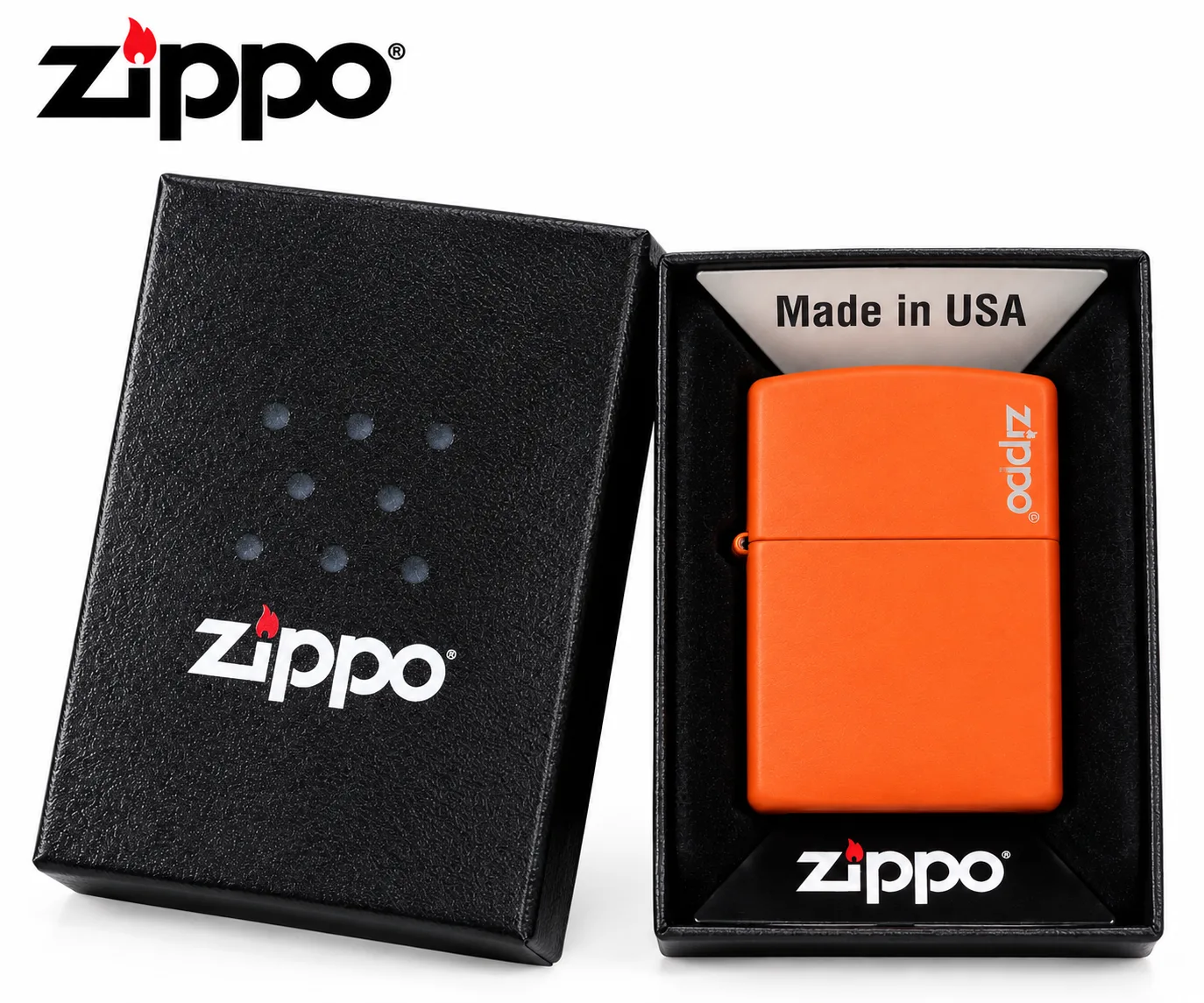 Zippo Orange Matte Lighter – Personalized Engraving Available – Made in USA