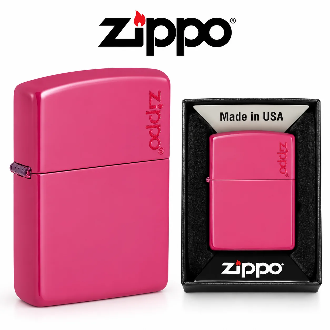 Zippo Pink Lighter – Personalized Engraving Available – Made in USA