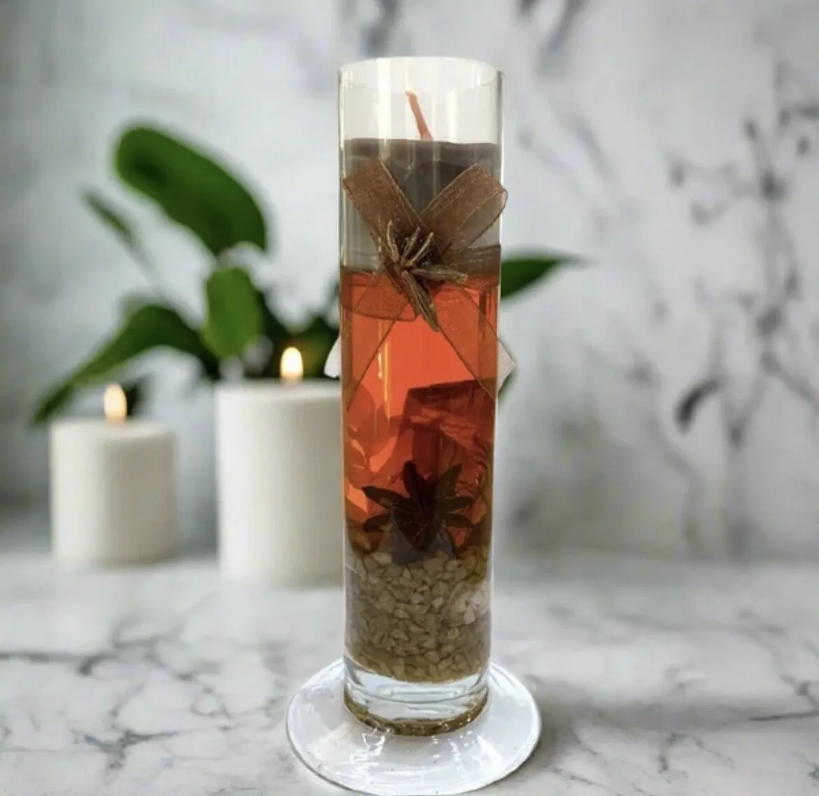 Personalized Candle Glass Brown Gel