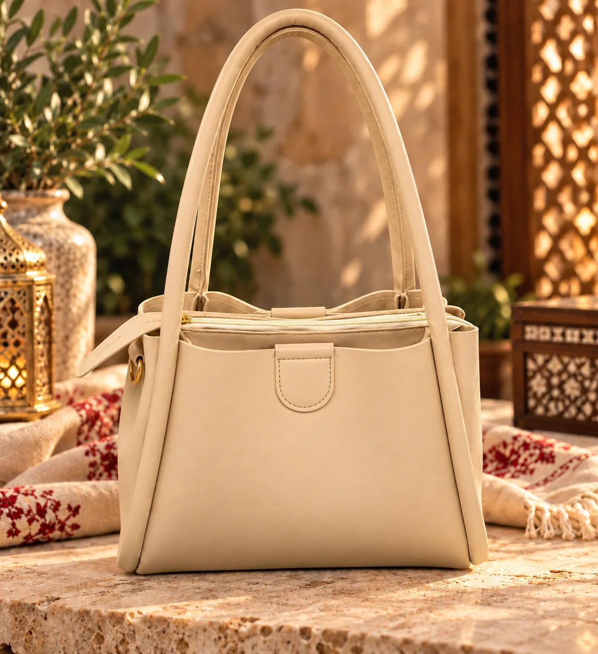 Jordanian Embroidered Leather Handbag – Traditional Jordanian Design
