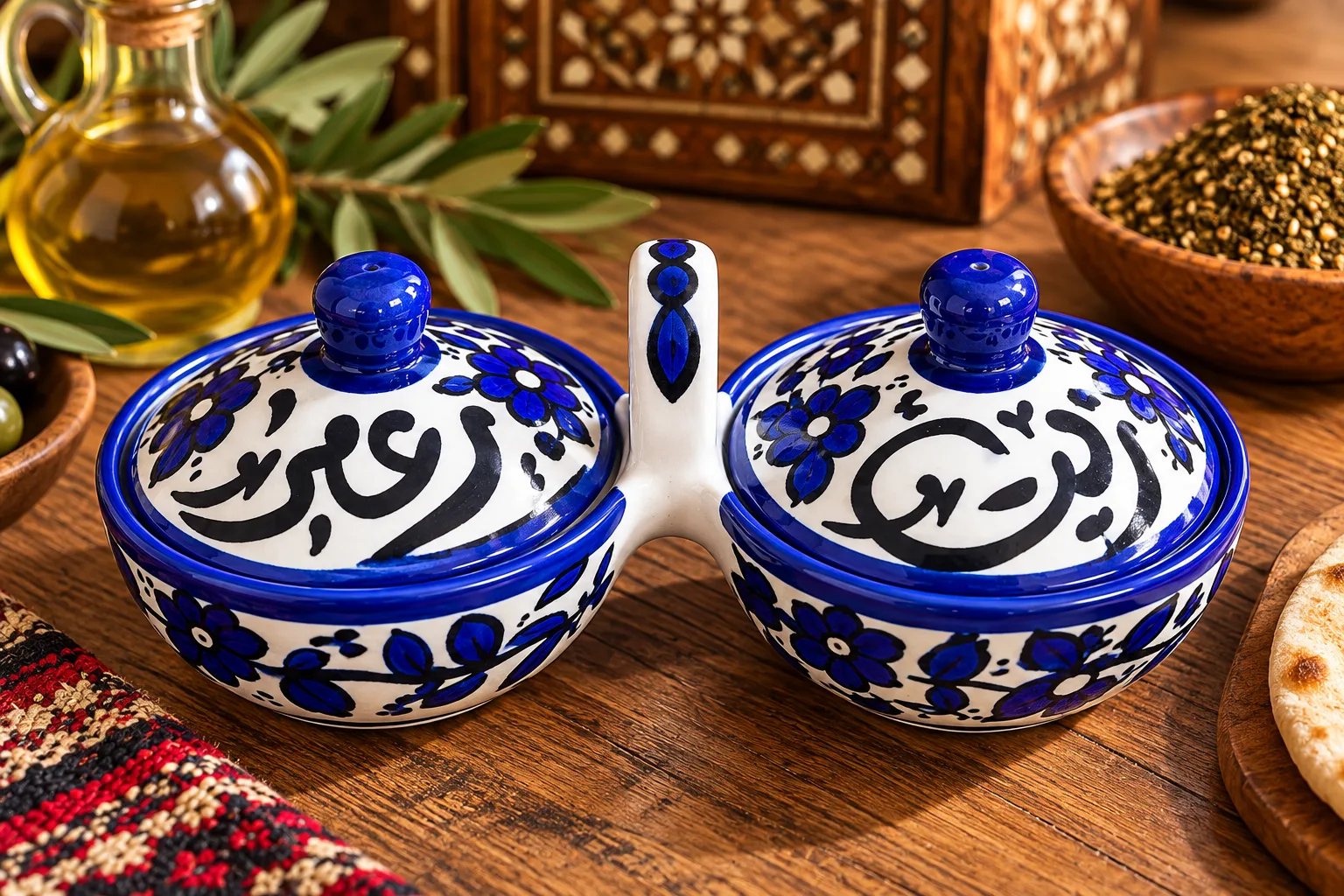 Handmade Ceramic Olive Oil & Za’atar Serving Dish