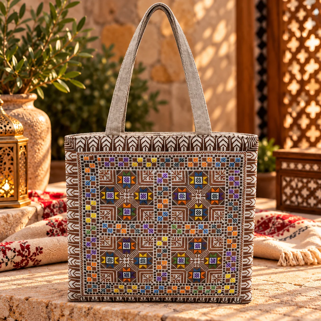 Hand-Embroidered Jordanian Tote Bag – Traditional Heritage Design