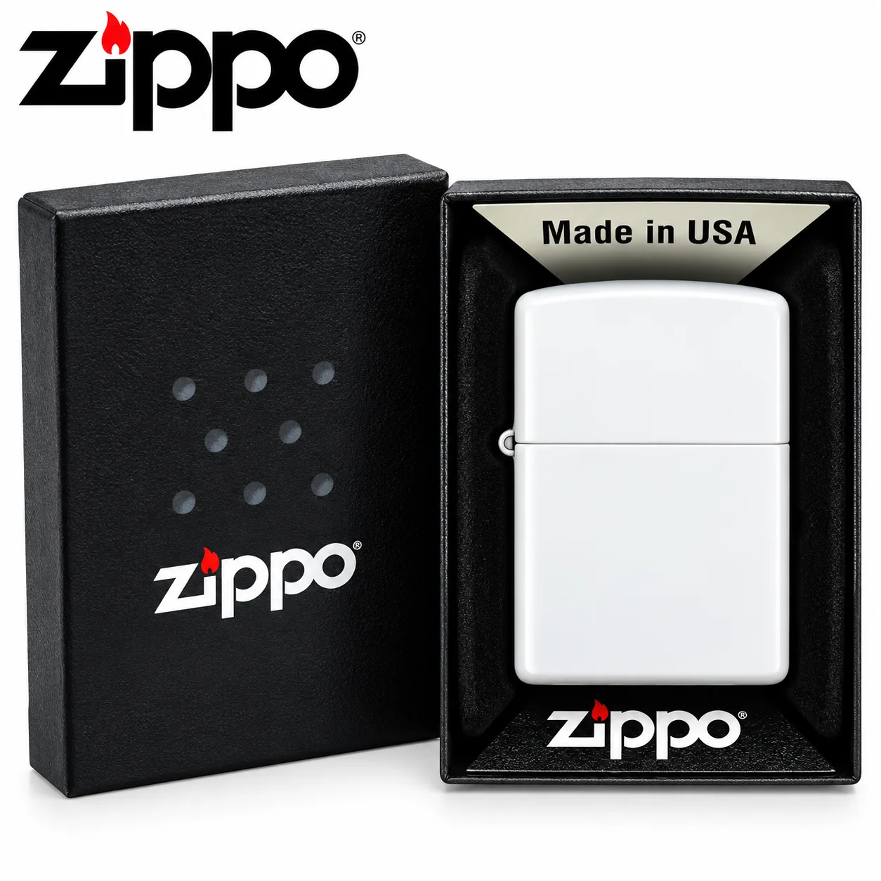 Zippo White Classic Lighter – Made in USA