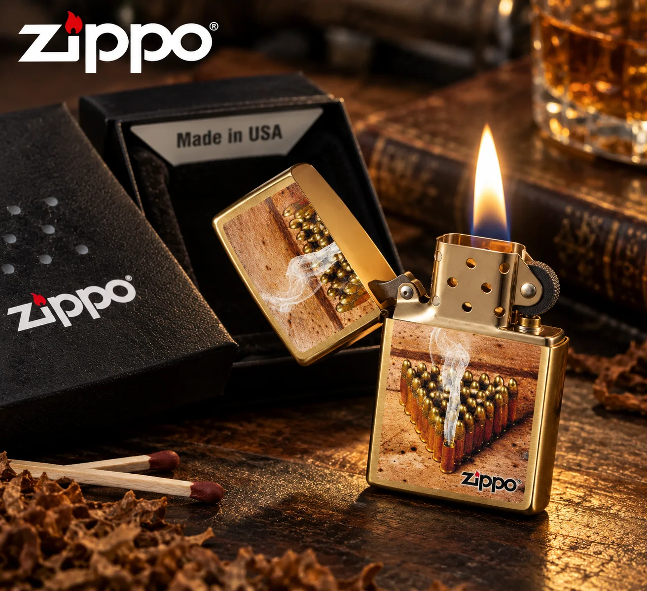 Zippo Brass Bullet Design Windproof Lighter – Made in USA