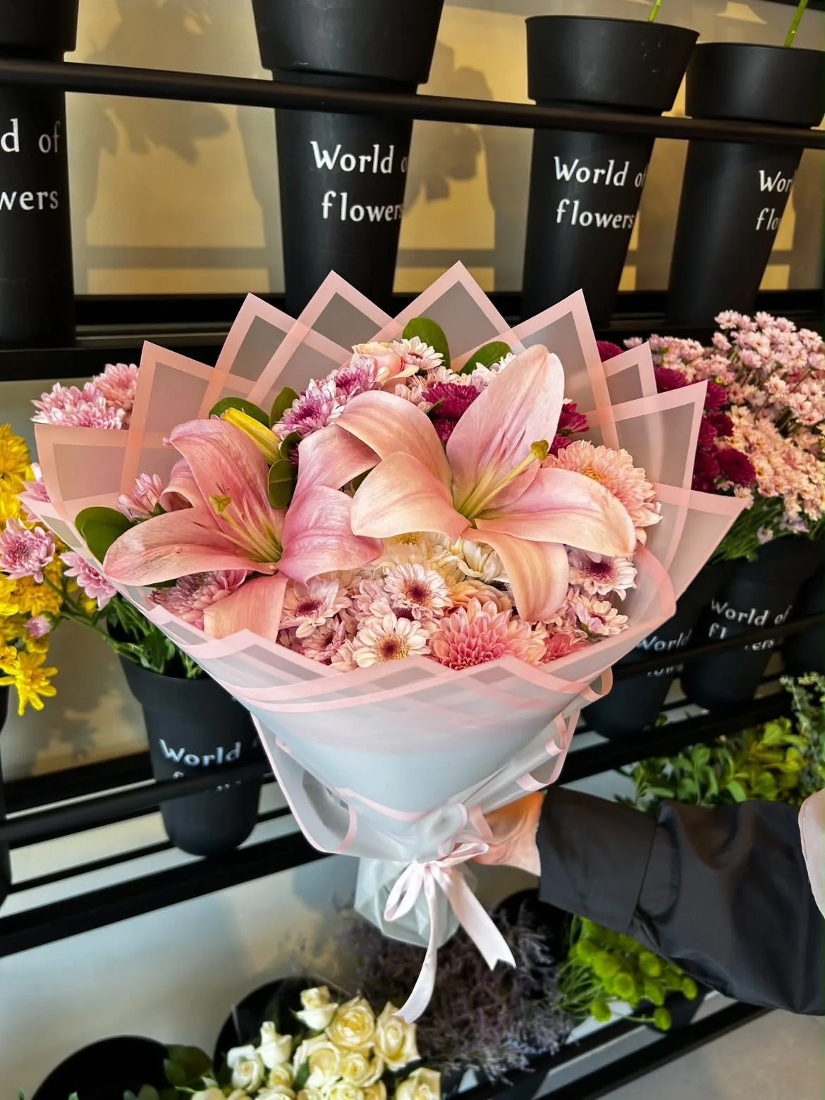 🌷 Blush Pink Lily Bouquet – باقة الزنابق الوردية الفاخرة