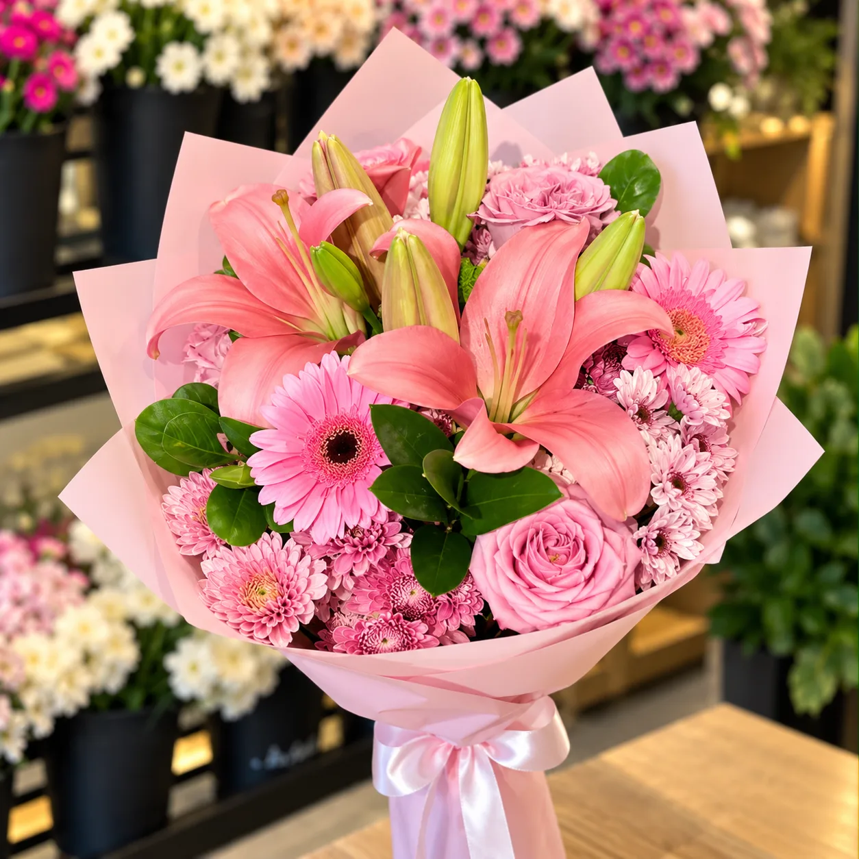 🌸 Pink Lily & Rose Bouquet 💗 | Elegant Flower Gift 🎁