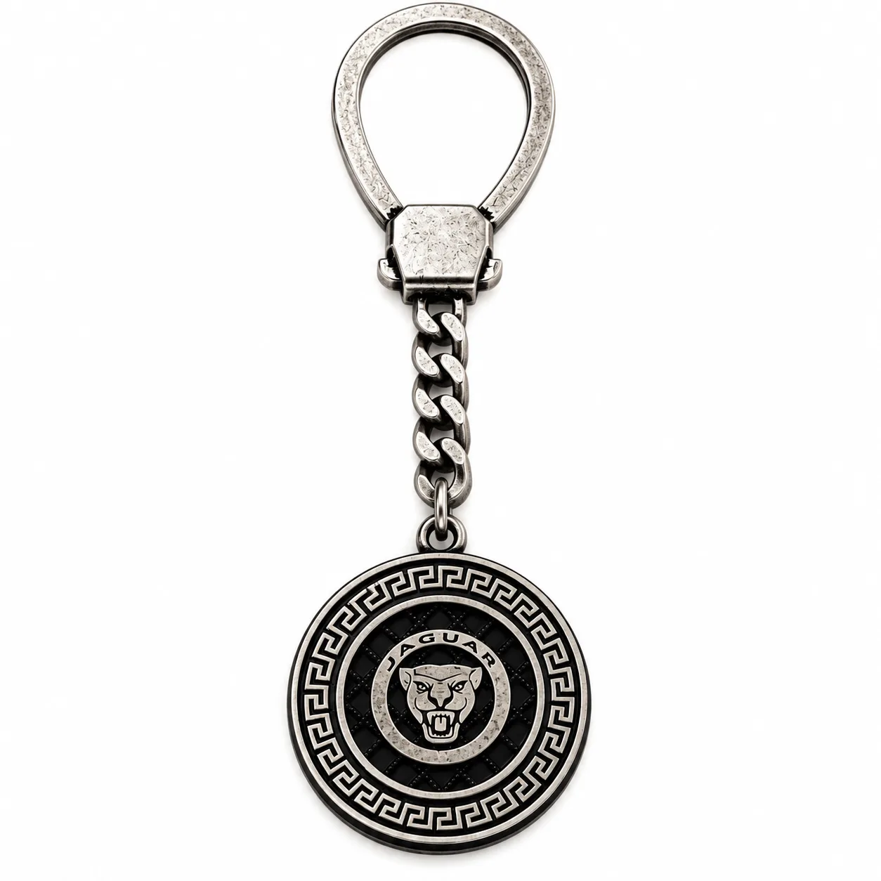Jaguar Vintage Silver Keychain – Luxury Black & Silver Car Keyring